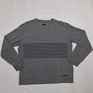 RVCA Crew Neck Sweater Mens Size XL Grey/Black Stripe 90s Y2k Skater Granola